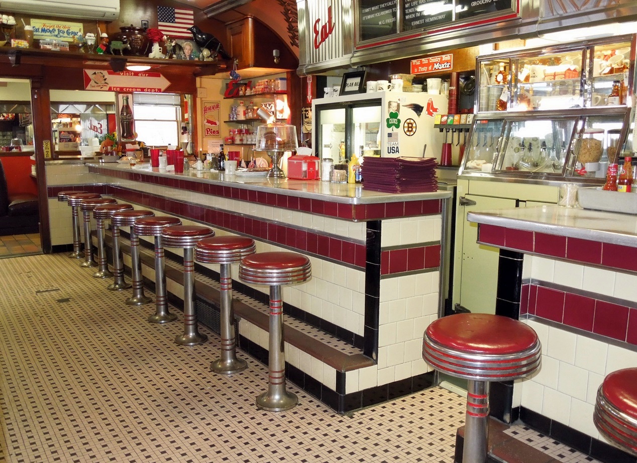 Swinging doors a jukebox and a barstool T-shirt