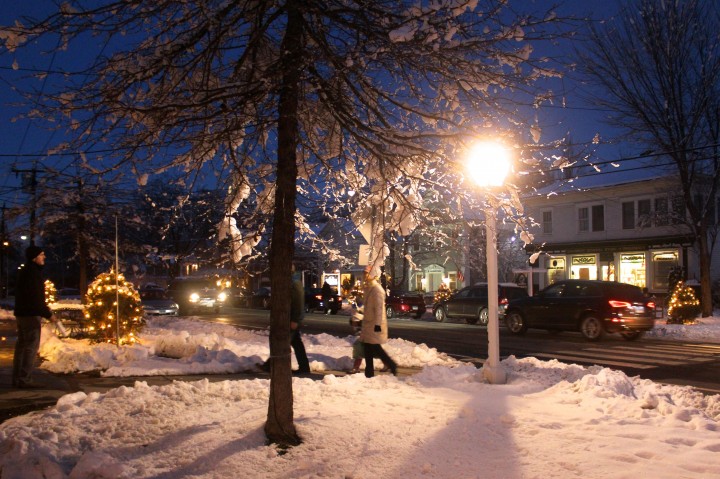 Snow decks the Salisbury streets.