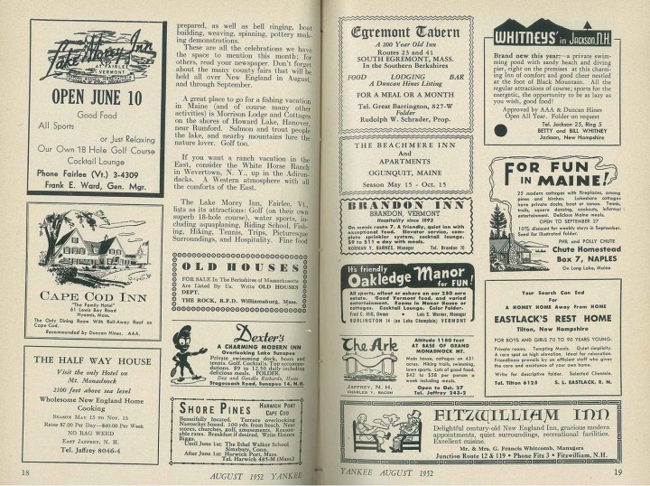 A peek inside the August 1952 issue of Yankee.