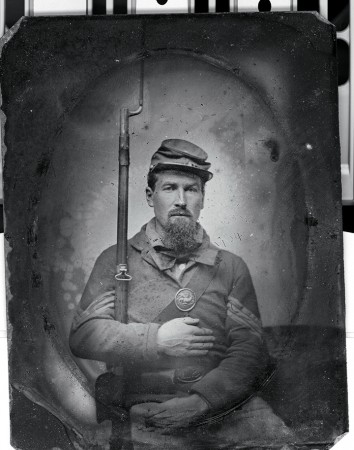 Sergeant Alexander Crawford Jr. of the 21st Maine Volunteer Infantry. Wounded at Petersburg, Virginia, in July 1864, he recovered and rejoined his regiment in February 1865. He was later commissioned a lieutenant and assumed command of Company G, 31st Maine Volunteers.