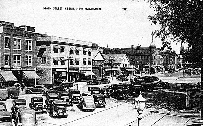The west side of Main Street, including The Colonial Theater, during the 1930s.