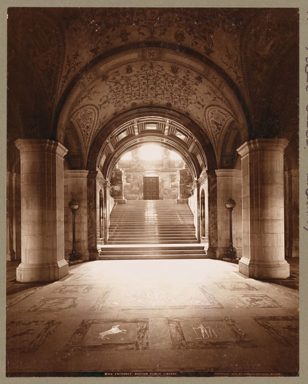The main entrance of the Boston Public Library, 1895.