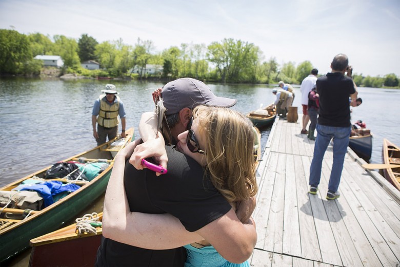 There were a number of long embraces after the journey concluded. The closing moments of that final paddle included a welcome beat from a band of Penobscot drummers. 