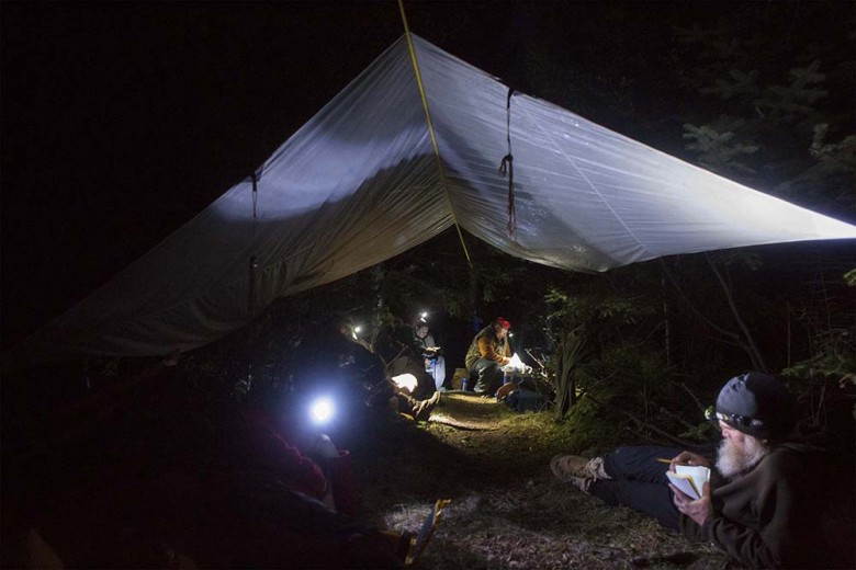 The day of the carry, the group never made it to its intended campsite. The day proved just too long and arduous to reach their destination. Instead, they chose an emergency campsite, where there wasn’t enough room to set up the tents or build a big fire. Instead, the exhausted group slept on the ground, happy and relieved the day was over. 