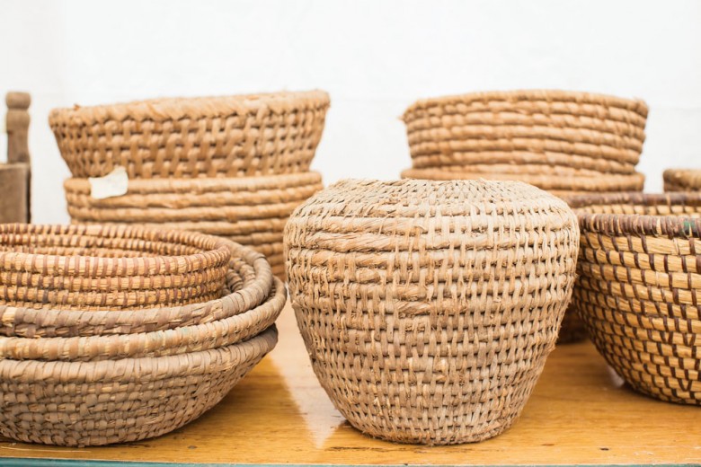Woven baskets at Hertan's, Booth #189.