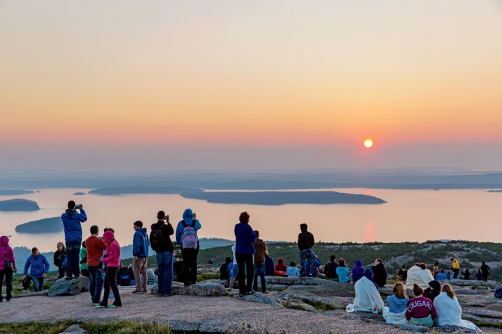 Whether climbing on foot to the summit of Acadia National Park’s Cadillac Mountain on hiking trails, or by car on the twisting 3.5-mile road, hundreds of visitors, wrapped warmly against the early chill, arrive in the dark to be among the first in the continental U.S. to witness sunrise. (From October to early March, the sun strikes Cadillac Mountain first; at other times Mars Hill in Aroostook County claims the first-light crown.) Cadillac Mountain is one of more than 20 mountains on Mount Desert Island, and at 1,530 feet, it’s the highest point along the North Atlantic seacoast. 
