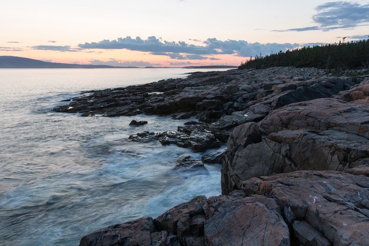 The beauty of Schoodic Point's rocky shores and pointed pine landscape.