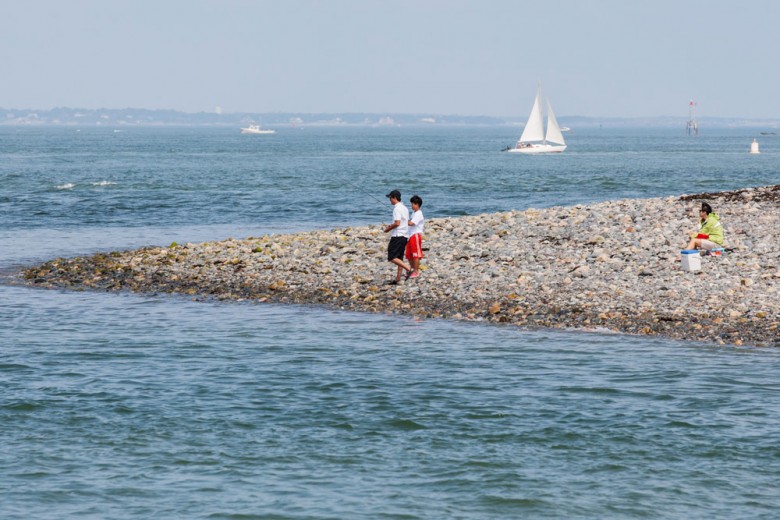 A tranquil summer island vista as seen from the ferry as it heads back to Hingham.