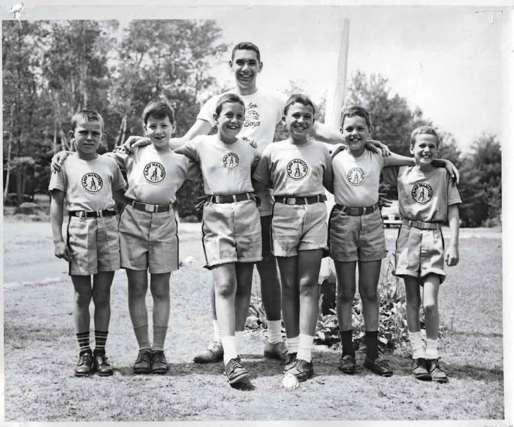 Manitou campers with counselor Arnie Biederman, 1952.