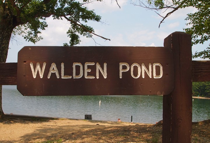 Sign welcomes visitors to Walden Pond