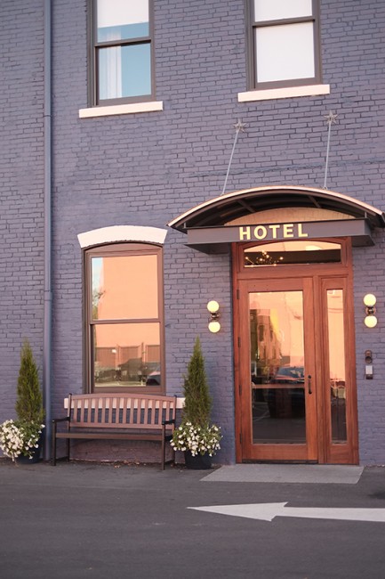 The inviting back entrance to hotel on north in Pittsfield, Massachusetts.