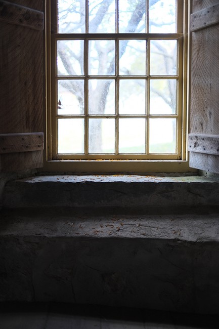 Interior window on the ground floor of the Round Stone Barn where the cows were stabled.