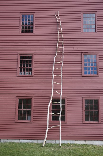 A ladder by artist Jon Brooks is one of several art installations in the village, Modern Wings & Shaker Roots