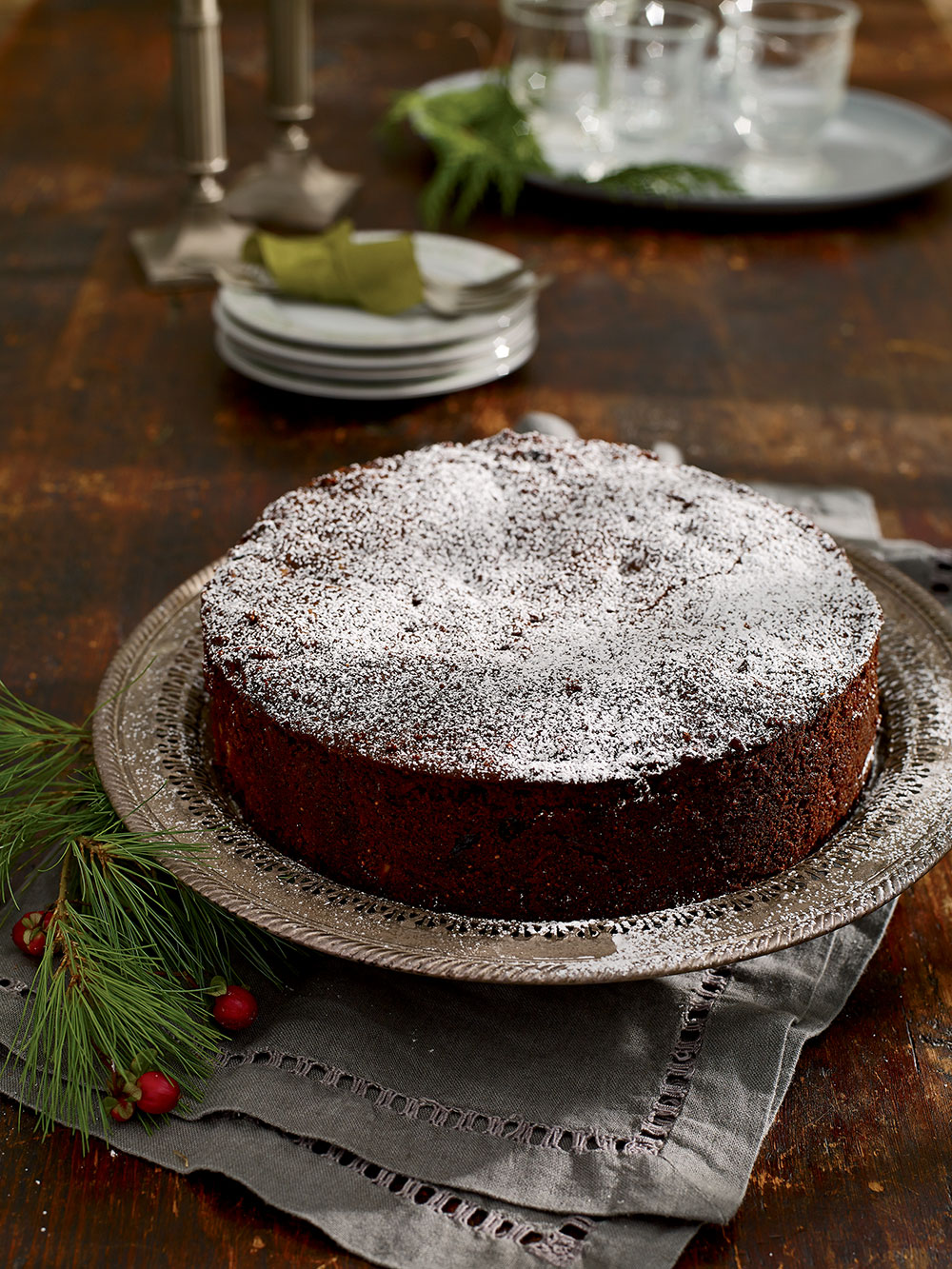Chocolate-Cherry-Almond Christmas Cake