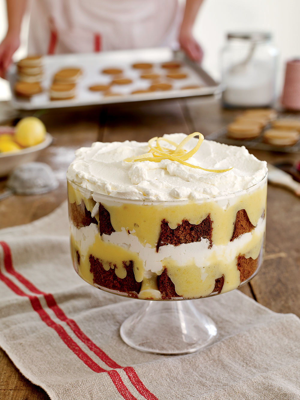 Tipsy Gingerbread Trifle with Lemon Curd and Whipped Cream