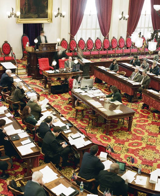 Legistators gathered in the elegant Representatives Hall at the State House. 