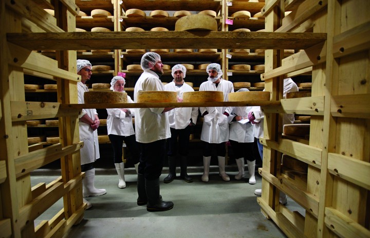 Sterling College offers an intensive two-week course in cheesemaking in partnership with Jasper Hill Farm in Greensboro, Vermont. The operation’s cheese cave, dubbed “The Cellars at Jasper Hill,” includes seven specially calibrated vaults for ripening.  