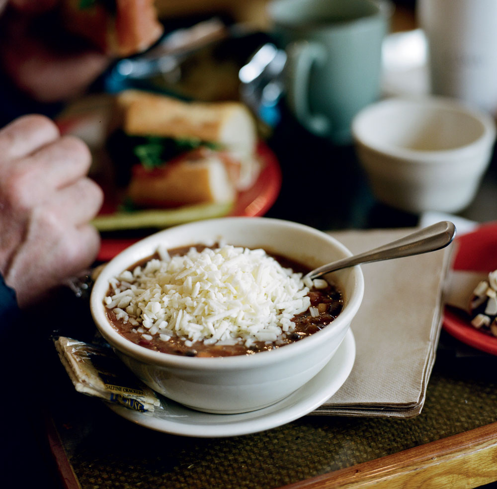Chili is on the menu, along with a variety of soups, sandwiches, pastries, and breakfast items.