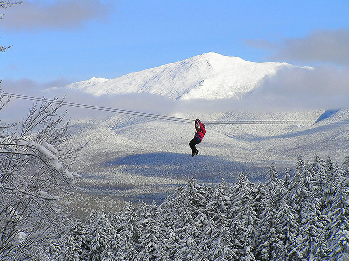 A different view of the winter comes into focus on the Bretton Woods Canopy Tour. 