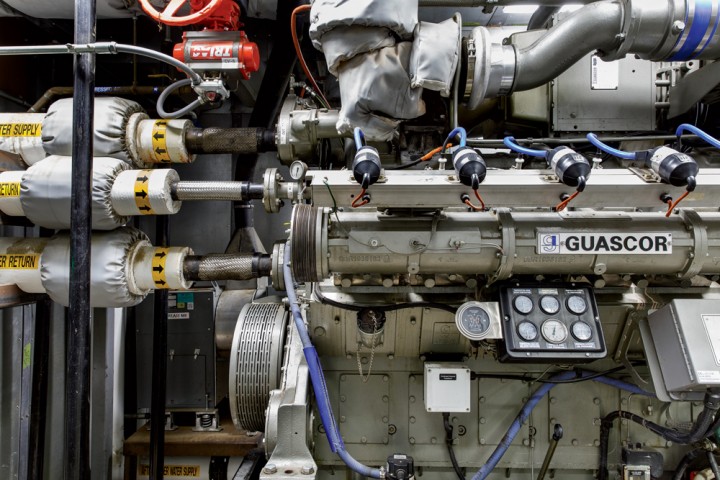676-kilowatt Guascor SFGLD360 engine, part of Wesleyan’s microgrid.