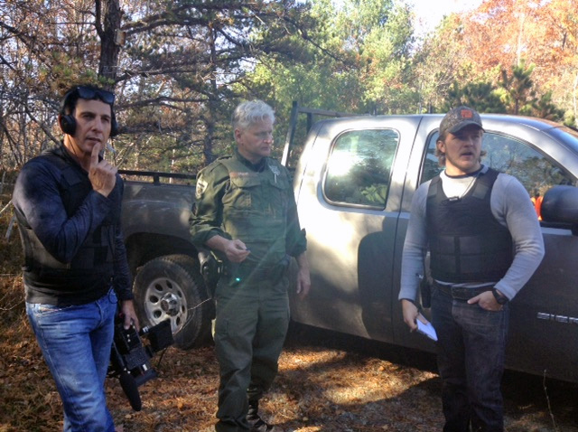 Hernandez, Spahr and Posey on location in the woods of York County Maine.