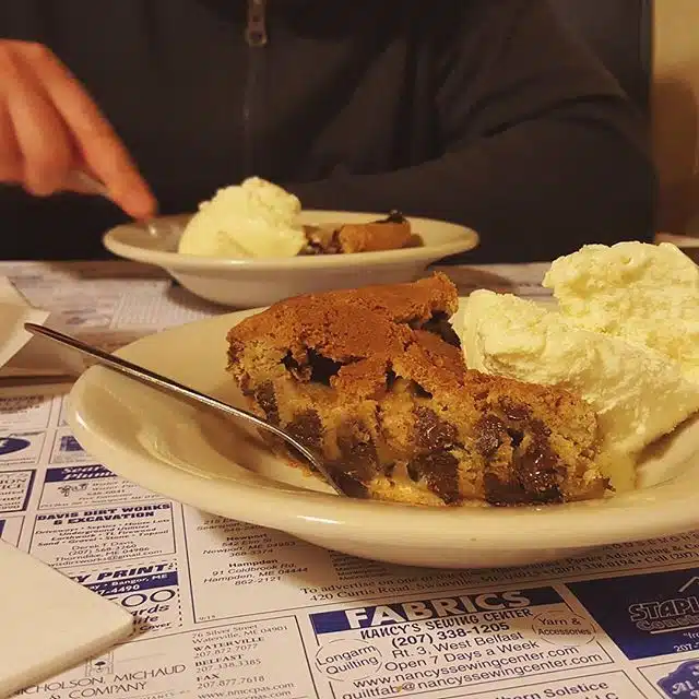 Followed by the wonder of Toll House Pie at Anglers Restaurant in Searsport, ME.