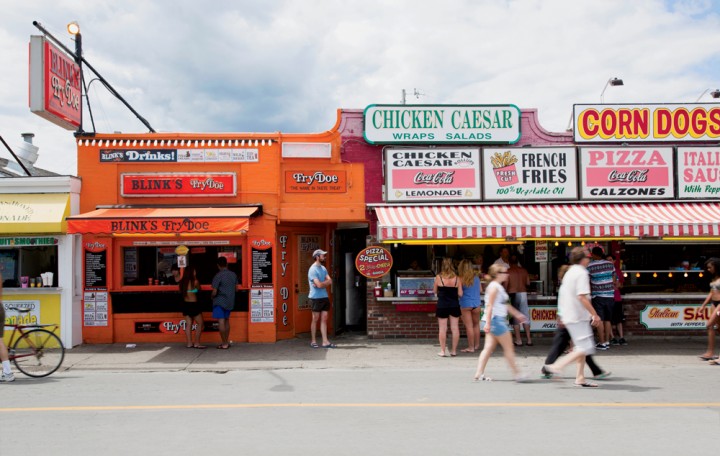 Food shops of every description await summer patrons along Ocean Boulevard in the village of Hampton Beach.