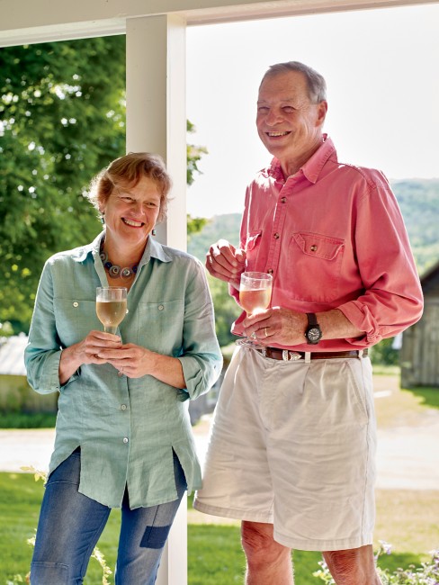 The Hoopers at home in Brookfield. Allison is the cofounder, with business partner Bob Reese, of Ayers Brook Goat Dairy and Vermont Creamery; Don is a former Vermont state legis­lator and National Wildlife Federation representative.