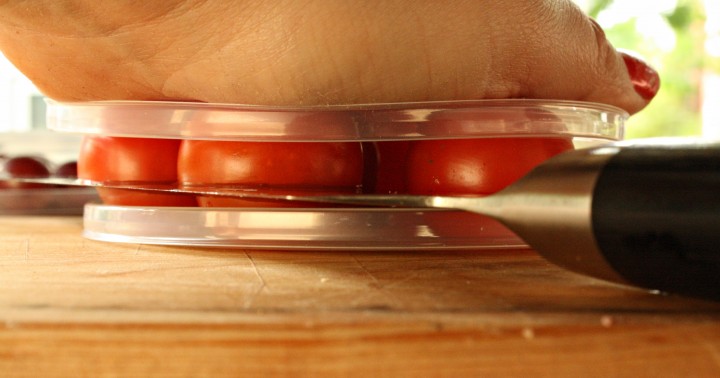 Working in batches, you can slice a pint of tomatoes in minutes.