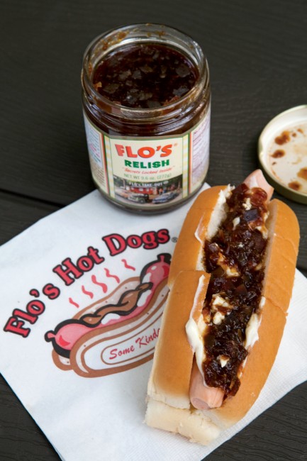 Flo’s “House Special” dog, topped by the family’s rich secret-recipe relish. 