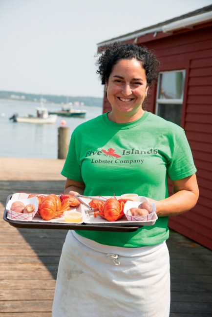 Gina Longbottom, co-owner of Five Islands Lobster in Georgetown, serves up freshly steamed fare.