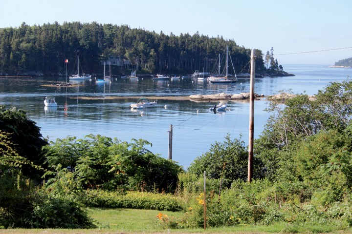 The view of Christmas Cove from the front deck of “The Homestead.” The property includes access down to the water, as well as the right to cut brush.