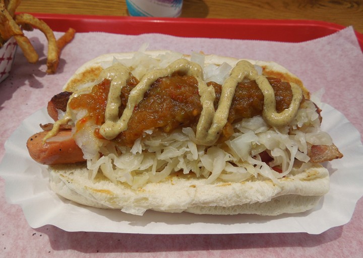 Super Duper Weenie’s New Englander hot dog. 