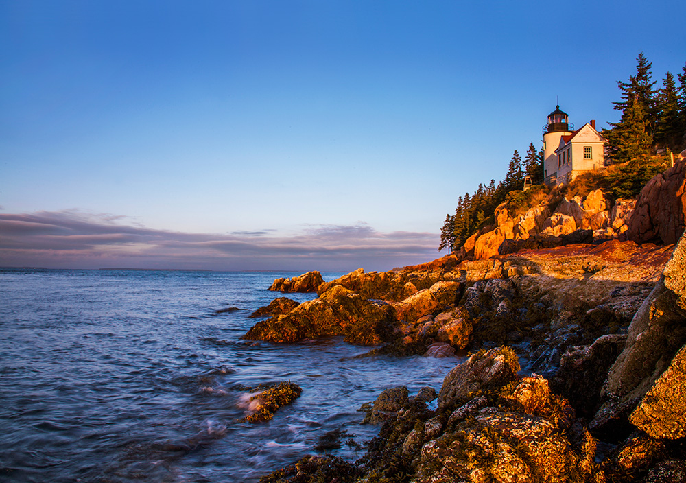 The Bass Harbor Head Light in the first light of dawn, Acadia National Park
