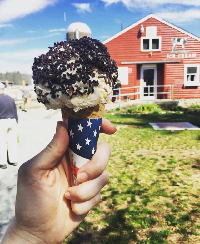A maple walnut cone with chocolate jimmies at Great Brook Farm in Carlisle, Massachusetts. 