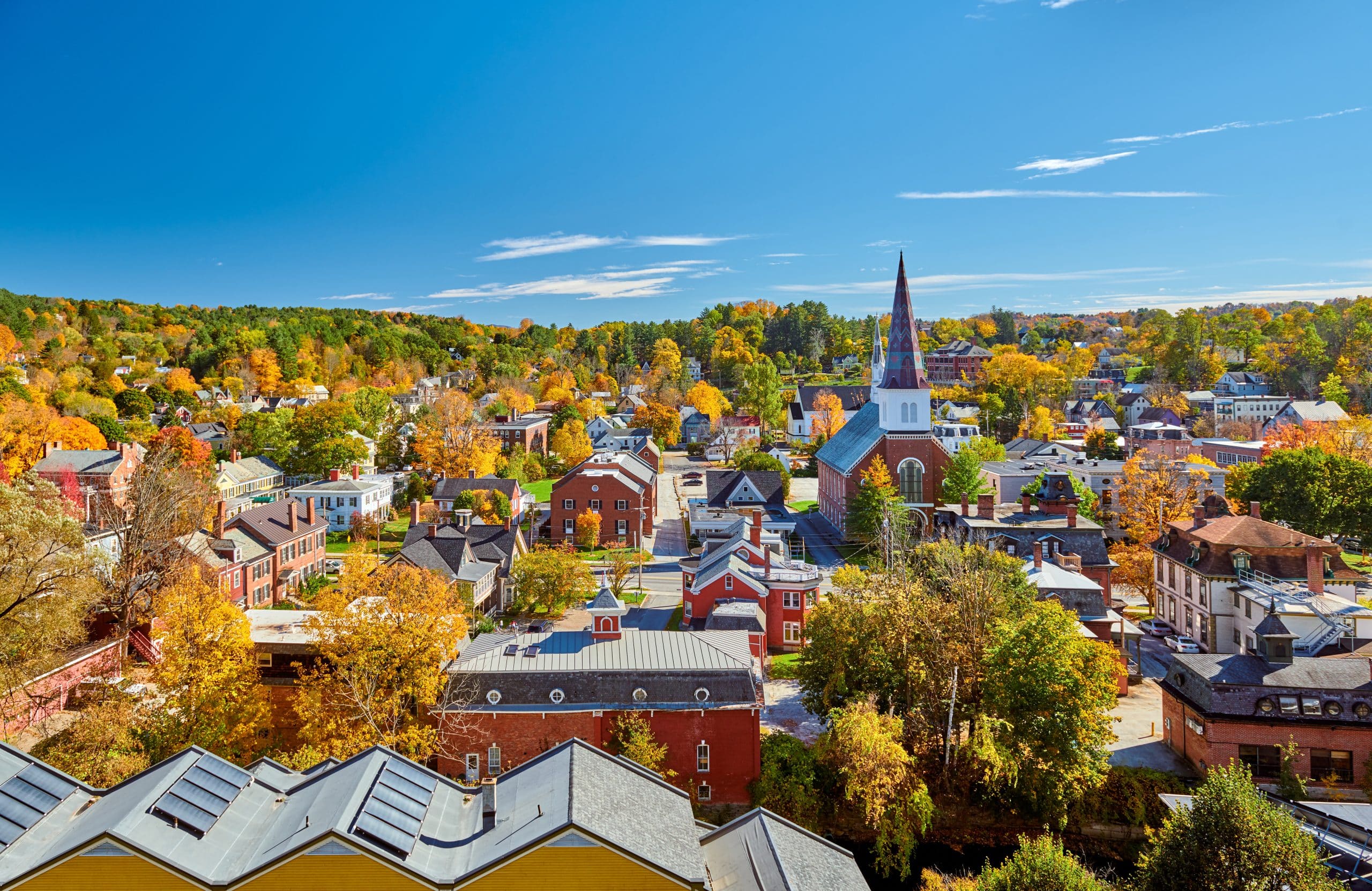 Montpelier,Town,Skyline,At,Autumn,In,Vermont,,Usa