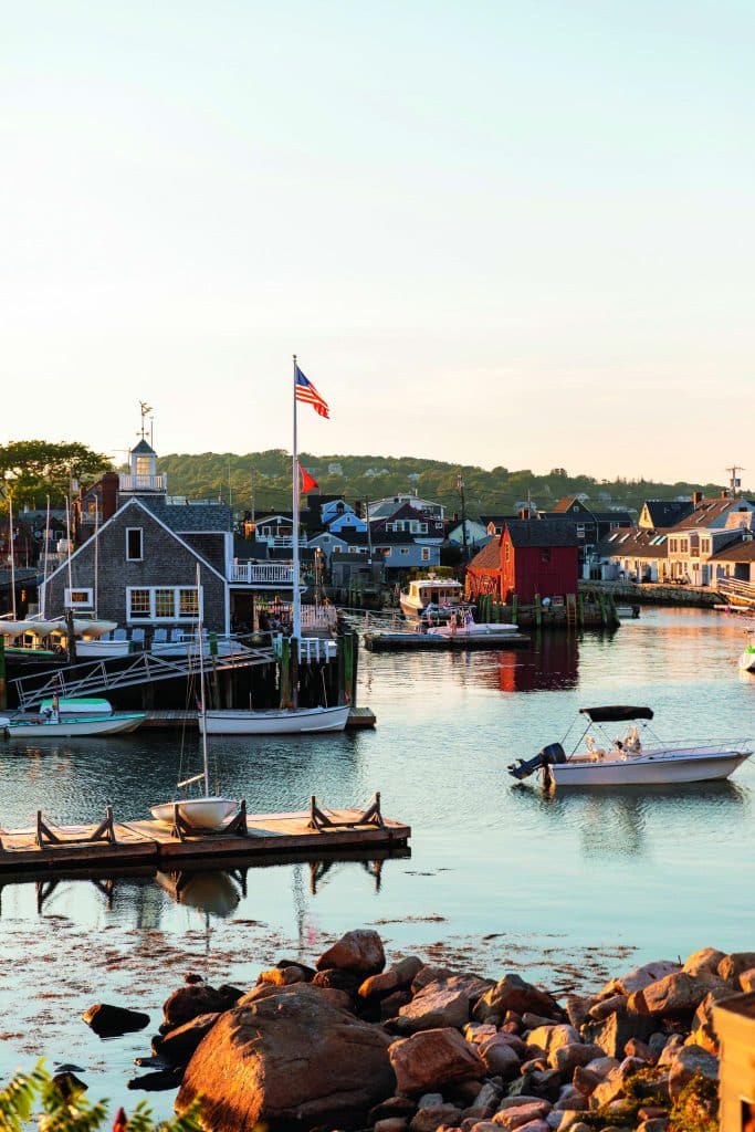 Boats in the harbor in Rockport, Massachusetts.