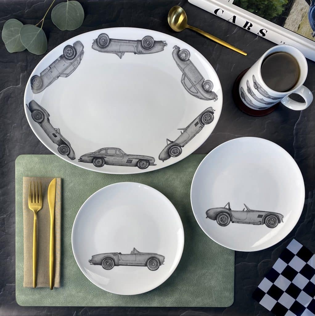 Classic Car Plates and Serving Dish by Whitney