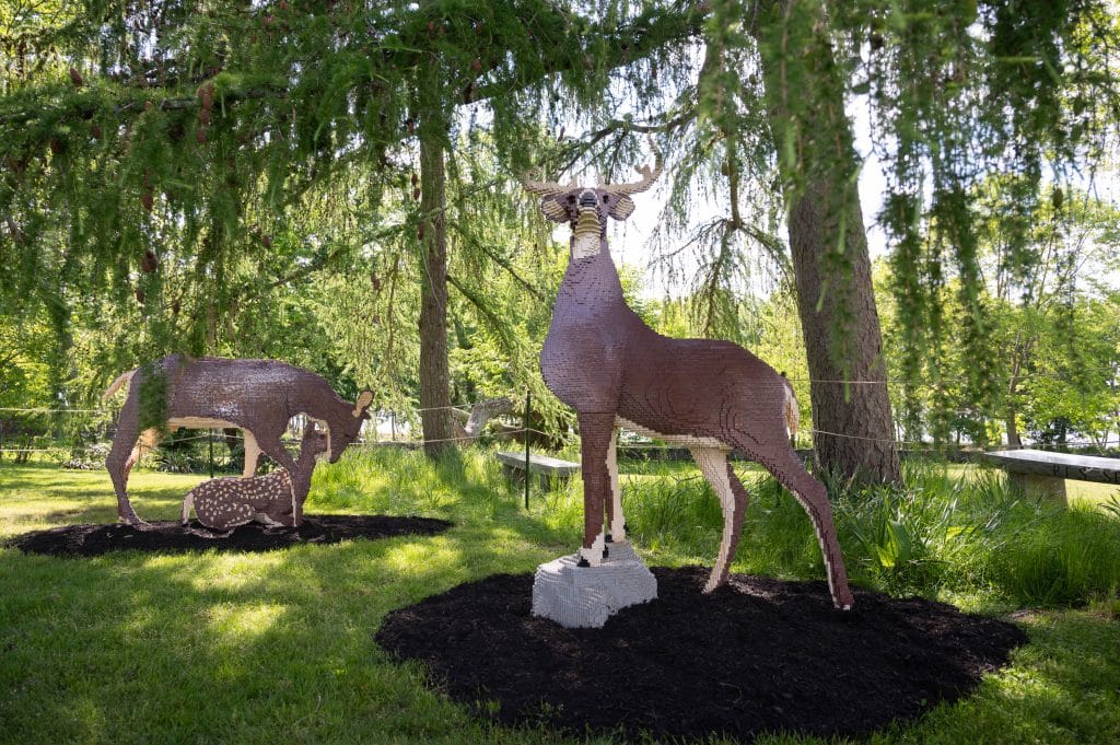 LEGO buck doe and fawn, Sean Kenney, Nature Connects at Green Animals
