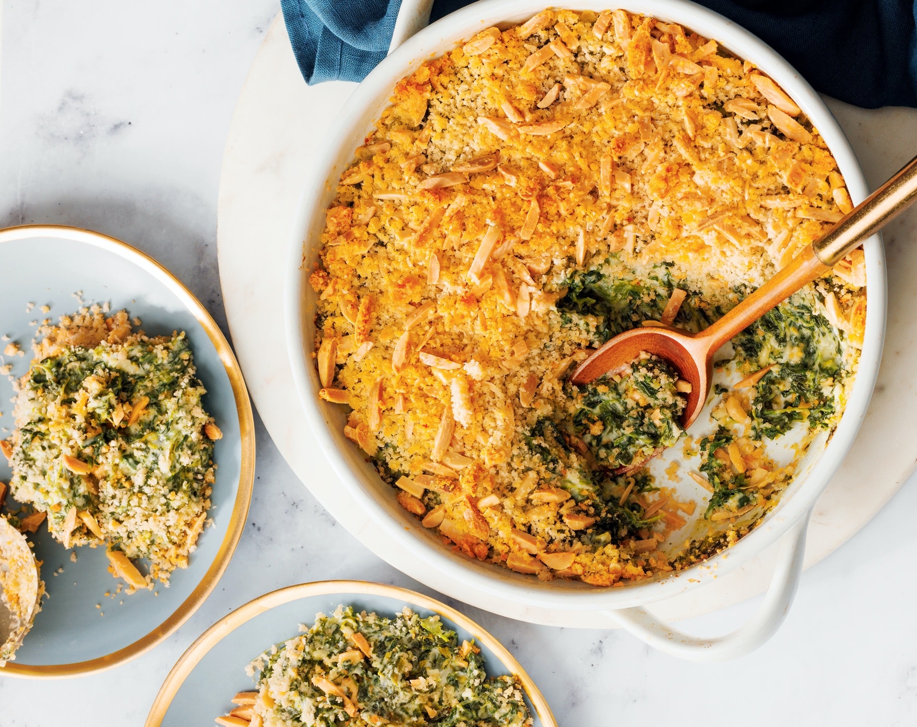 Creamed Spinach with Almond Bread Crumb Topping 1123