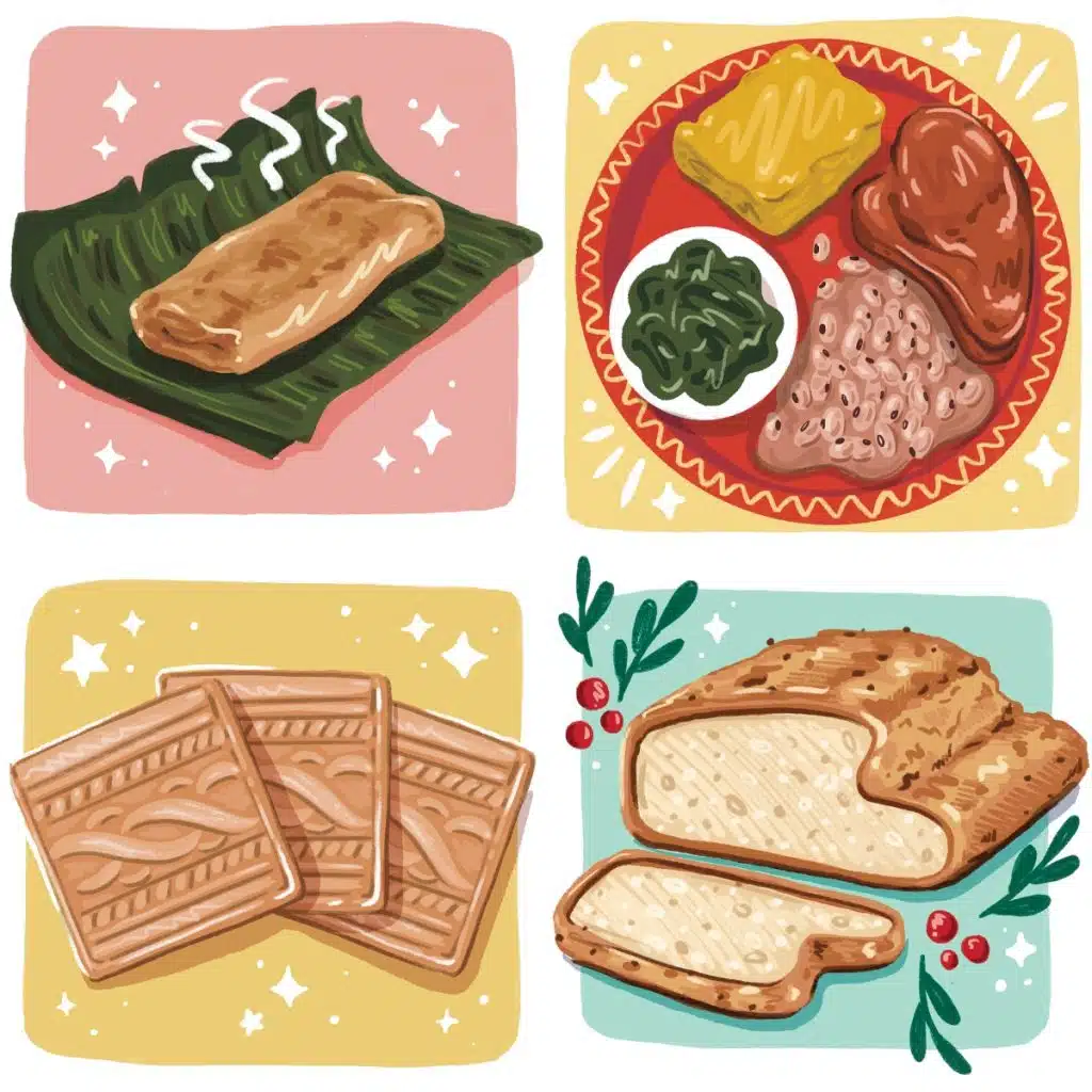 Clockwise: Tamales from Mi Lupita Bakery & Restaurant, Soul Food from Grace by Nia, Christmas Stollen from L.A. Burdick, and Gingerbread from Bohemian Bakery