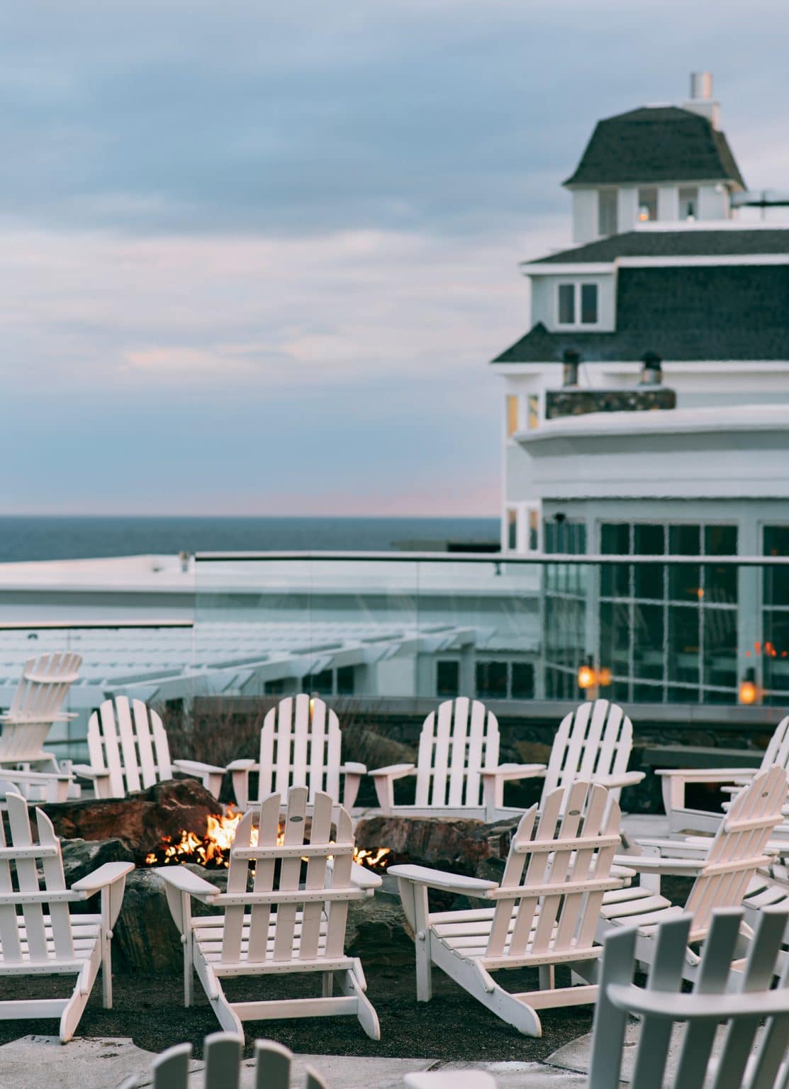 A firepit outside the Cliff House