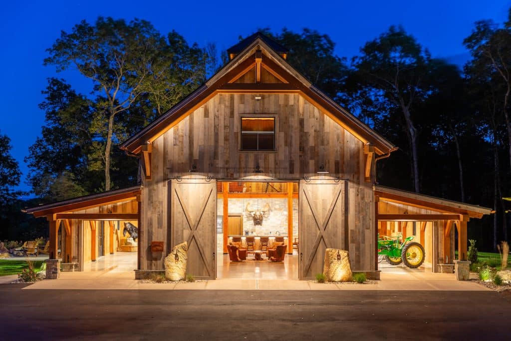 The Barn Yard takes timber frame tradition into the 21st century with both affordable, ready-to-assemble kits and custom-build dream projects, like the 3,600-square-foot Bald Hill Barn.