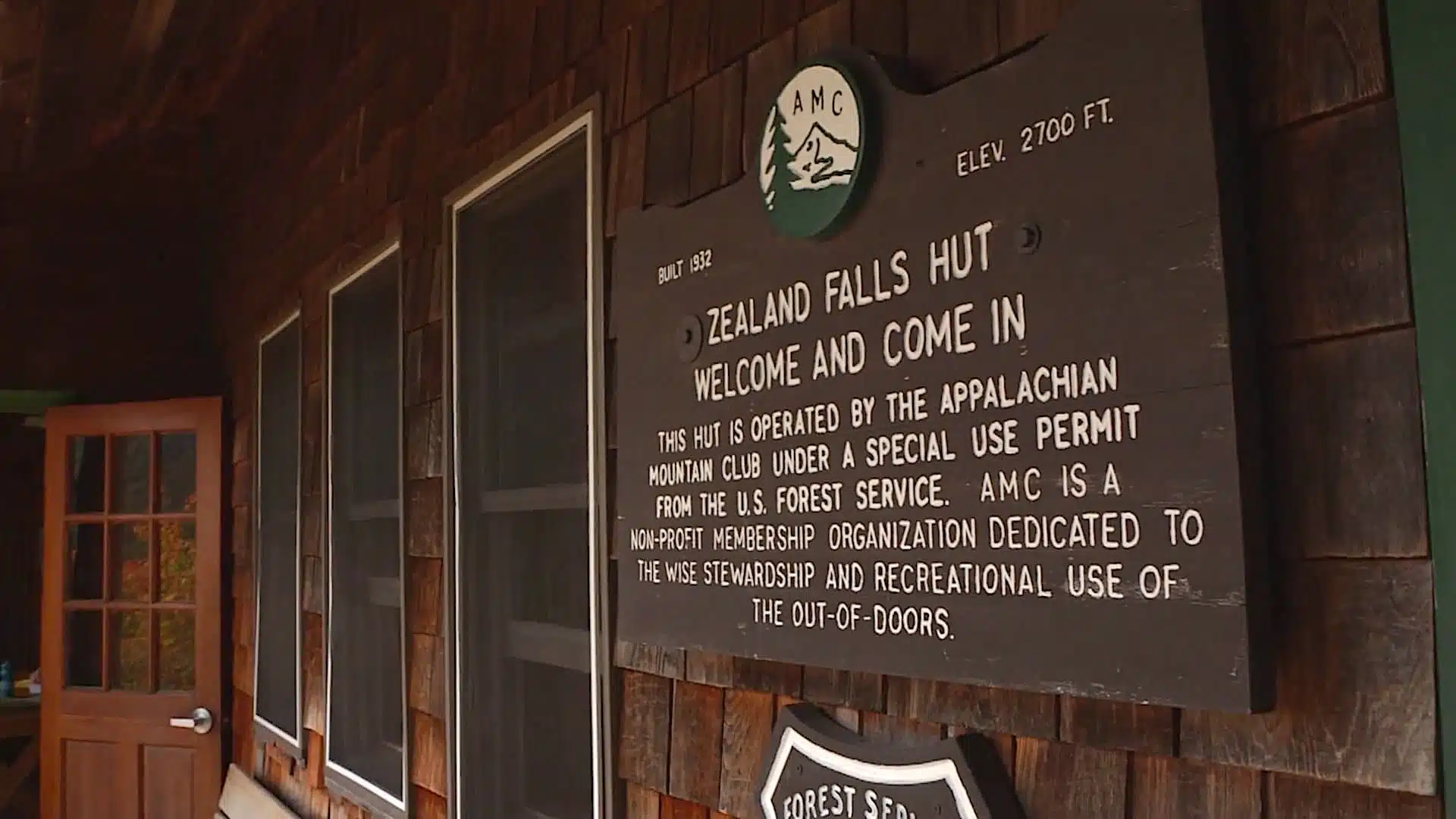 sign on the Zealand hut.