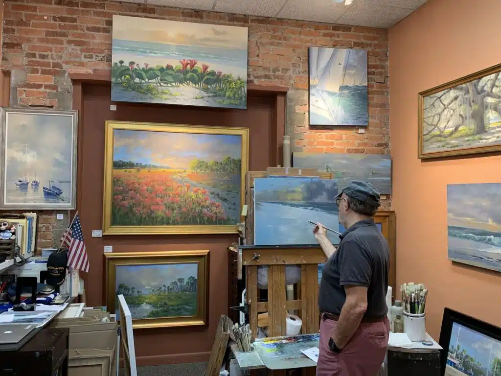 Painter Frank Ferrante in his studio at the Hub on Canal in New Smyrna Beach, Florida.