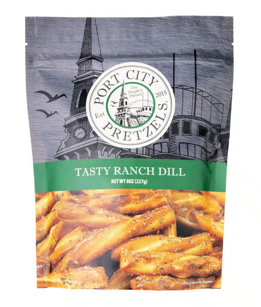 Bag of Port City Pretzels, Tasty Ranch Dill flavor.