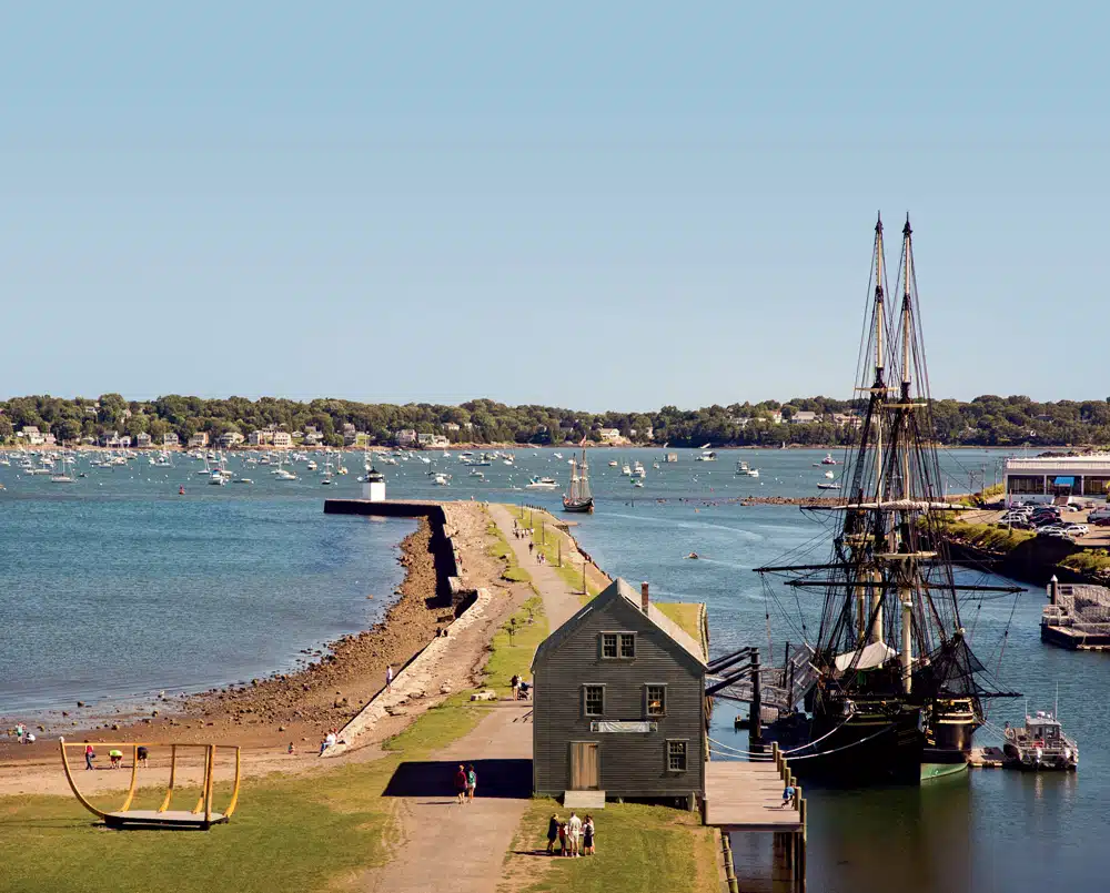 The three-masted tall ship Friendship of Salem, a replica of a merchant vessel built and launched here in 1797, is a star attraction at the Salem Maritime National Historic Site, which spans nine acres along the city waterfront.
