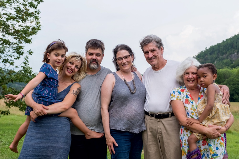 Playwright Anaïs MItchell with her family in Vermont