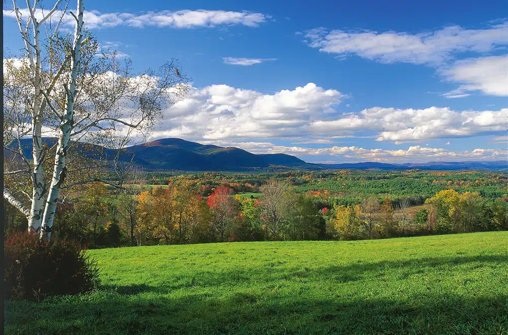 Autumn color amid a quiet landscape at Bartholomew’s Cobble, a 329-acre preserve in Sheffield, Massachusetts.