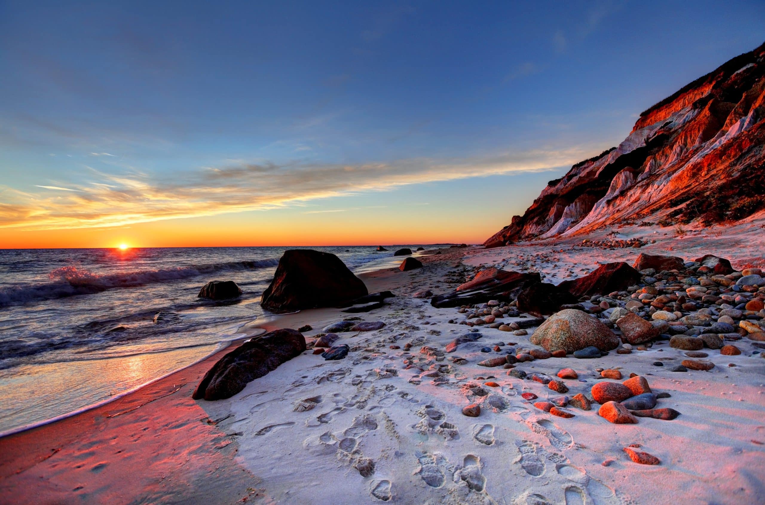 Best New England Beaches for Watching the Sunset Aquinnah Cliffs Martha&#8217;s Vineyard